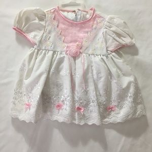 Baby Girls White Pink Floral Embroidered dress